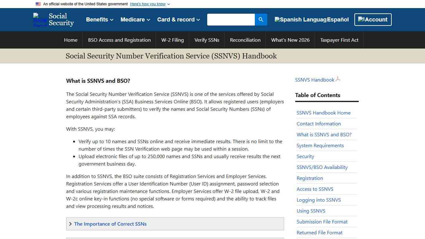 SSN Verification Service Handbook | What is SSNVS and BSO?